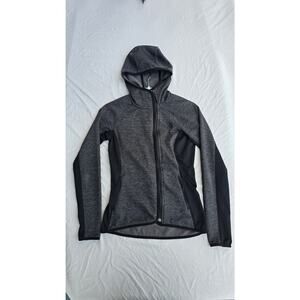 The North Face Jacket Womens XS Gray Black Hooded Full Zip Softshell Fleece